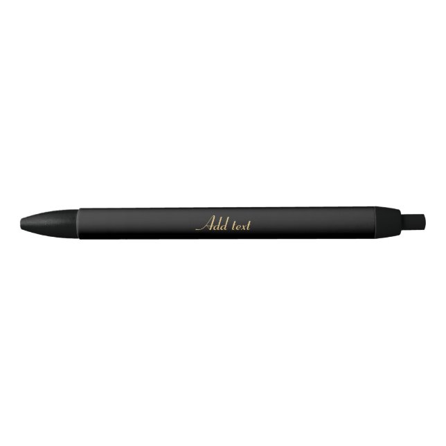 Stylo Noir Noir noir avec Modèle texte or (Devant)