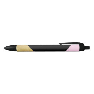 Stylo Noir Noir Or et rose Bloc de couleur Mod Glam Triangles