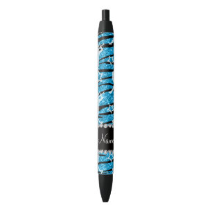 Stylo Noir Nom ciel bleu gymnastique parties scintillant zèbr