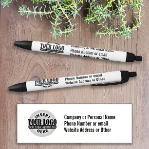 Stylo Noir Nom commercial et logo avec 3 lignes de texte