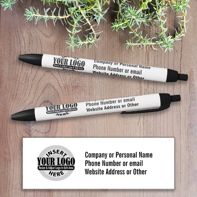 Stylo Noir Nom commercial et logo avec 3 lignes de texte (Créateur téléchargé)