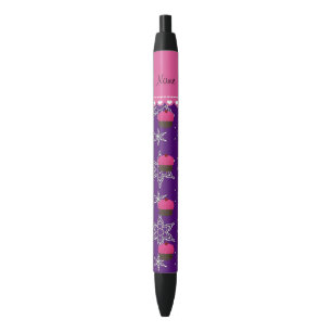 Stylo Noir Nom cupcake rose indigo violet argenté flocons de 
