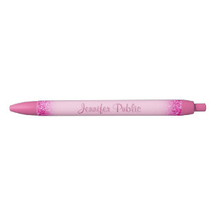 Stylo Noir Nom de script manuscrit Girly Pink Parties scintil