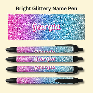 Stylo Noir Nom des filles sur l'effet de Parties scintillant