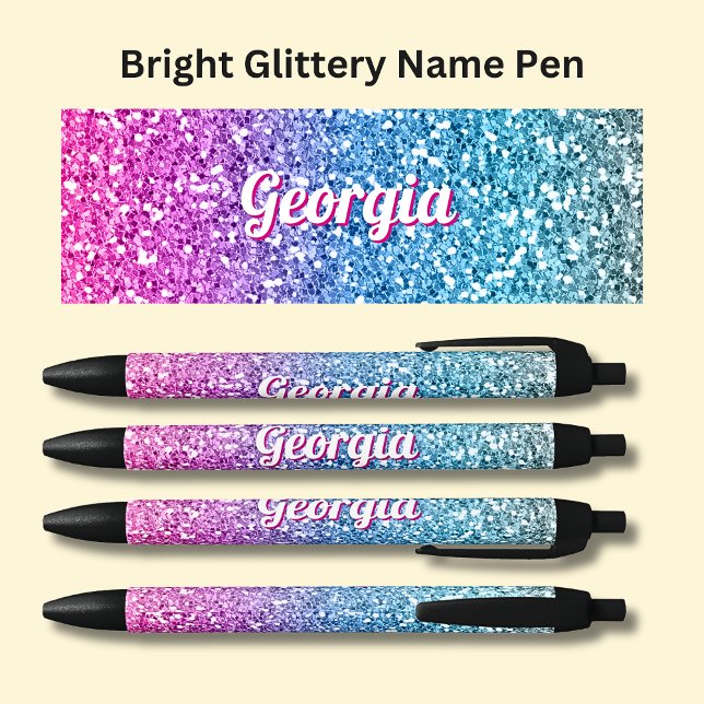 Stylo Noir Nom des filles sur l'effet de Parties scintillant  (Créateur téléchargé)