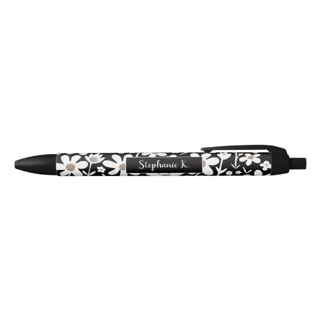 Stylo Noir Nom des marguerites florales (Haut)