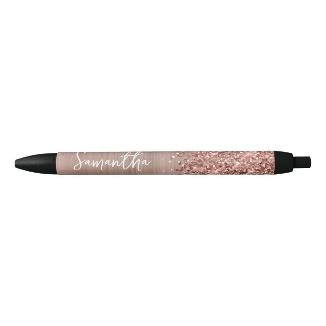 Stylo Noir Nom du glamour or Rose Glitt (Devant)