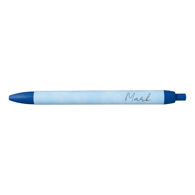 Stylo Noir Nom du monogramme personnalisé Glimmering Blue Lig (Devant)