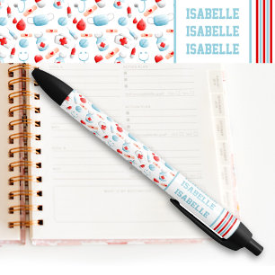 Stylo Noir Nom du Motif Médicale Monogram Nurse