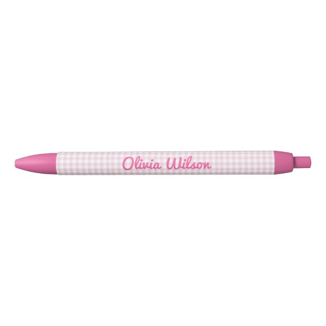 Stylo Noir Nom du script rose vif Monogramme (Devant)