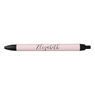 Stylo Noir Nom du texte élégant rose pâle et noir du script