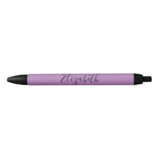 Stylo Noir Nom élégant en écriture lavande et noire