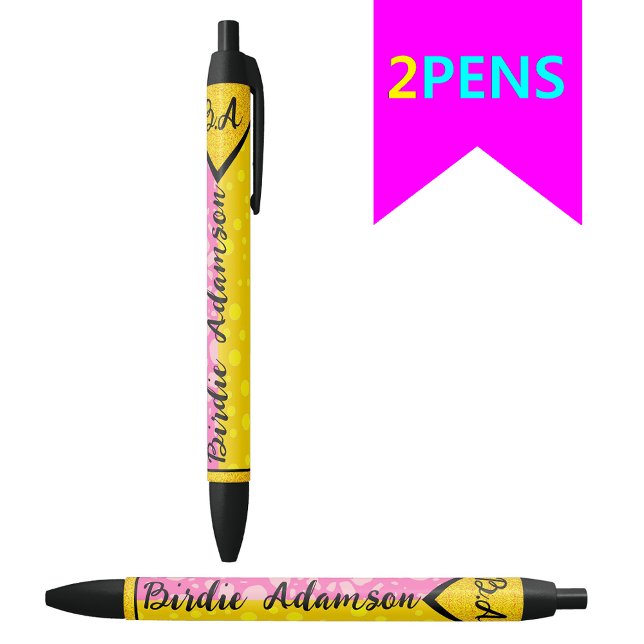 Stylo Noir Nom élégant en écriture monogramme or rose, élégan (Elegant pink pens
Gold monogram pens
Stylish black ink pens
Luxury writing instruments
Pink and gold)