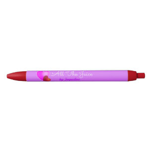 Stylo Noir Nom et titre avec Coeurs rouge et rose sur Rose