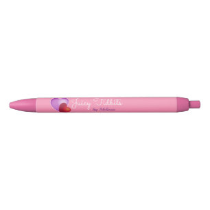 Stylo Noir Nom et titre avec Coeurs rouge et rose sur Rose