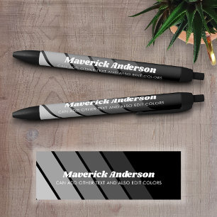 Stylo Noir Nom et titre Calligraphie - Retro Stripes