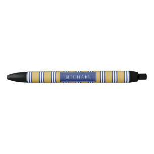 Stylo Noir Nom fait sur commande jaune des rayures de blanc