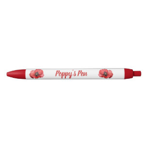 Stylo Noir Nom floral du pavot rouge