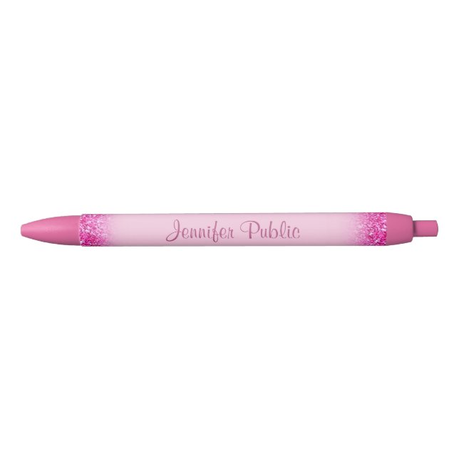 Stylo Noir Nom manuscrit de script Girly Parties scintillant  (Devant)
