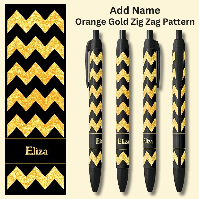 Stylo Noir Nom Orange Gold Zig Zag sur Noir (Créateur téléchargé)