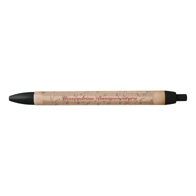 Stylo Noir Nom personnalisable de sonate de Beethoven (Devant)