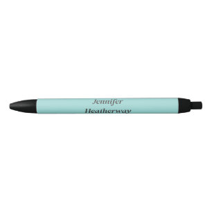 Stylo Noir Nom personnalisé bleu aqua minimaliste