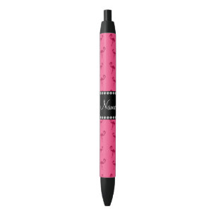 Stylo Noir Nom personnalisé flamants roses