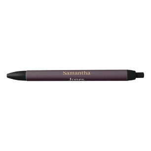Stylo Noir Nom personnalisé minimaliste moderne bordeaux