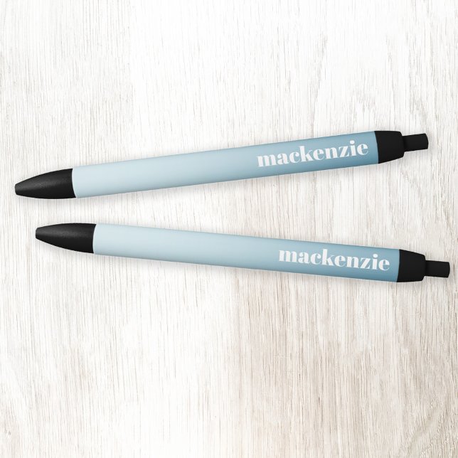 Stylo Noir Nom personnalisé moderne Dégradé bleu (Modern lower case typography personalized name blue gradient pen)
