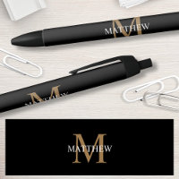 Nom personnalisé Monogramme noir