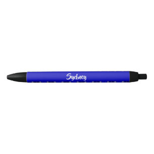 Stylo Noir Nom personnalisé motif plaid bleu