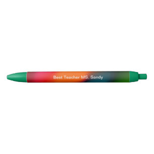 Stylo Noir Nom personnalisé Néon de rouge, rose, orange et ve