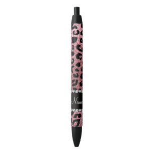 Stylo Noir Nom personnalisé parties scintillant rose pastel p