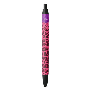 Stylo Noir Nom personnalisé parties scintillant violet rose l