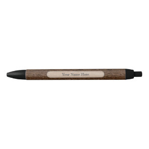 Stylo Noir Nom personnalisé Texture d'écorce d'arbre rustique
