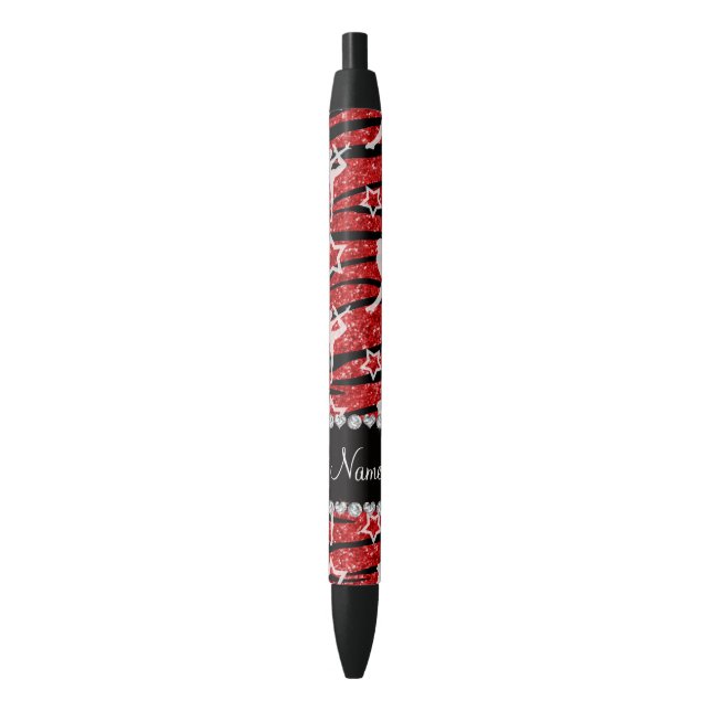 Stylo Noir Nom rouge gymnastique parties scintillant zèbre ra (devant Vertical)