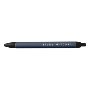 Stylo Noir Nom simple de monogramme Marine bleu unique