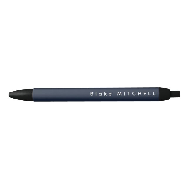 Stylo Noir Nom simple de monogramme Marine bleu unique (Devant)