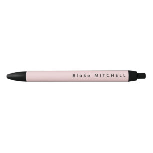 Stylo Noir Nom simple de monogramme rose pâle unique