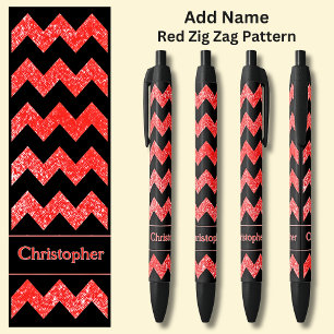 Stylo Noir Nom Zag rouge sur noir