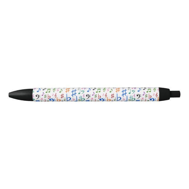 Stylo Noir Nombreuses notes et symboles musicaux (Devant)