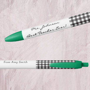 Stylo Noir Noms, Meilleur Enseignant Noir Blanc à carreaux In