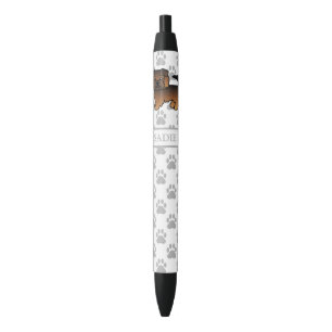 Stylo Noir Norfolk Terrier Cartoon Chien & Nom Poil Grisonnan
