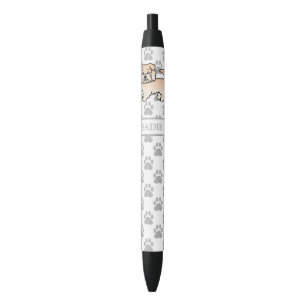 Stylo Noir Norfolk Terrier Rouquin Dessin Animé Chien & Nom