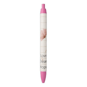 Stylo Noir Notes de fleur rose d'amour d'espoir de rêve