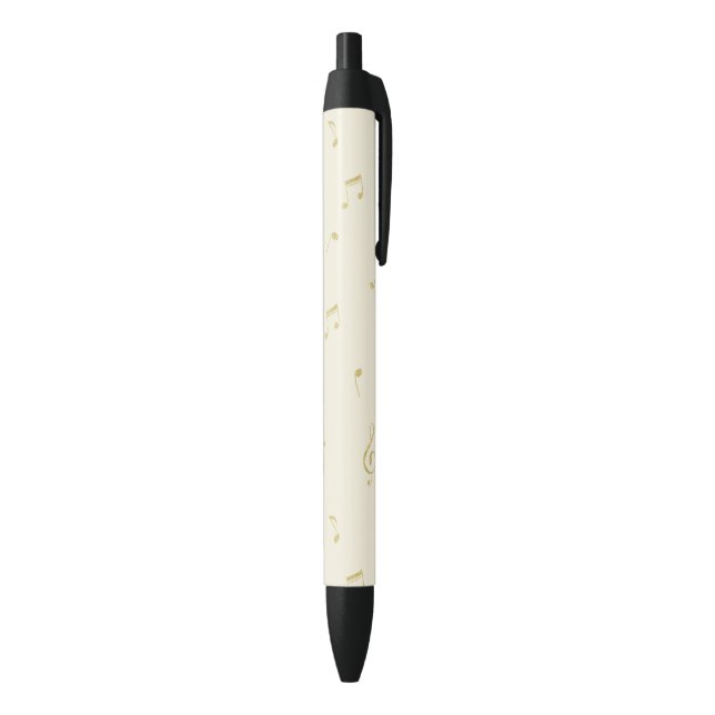 Stylo Noir Notes de musique crème or   (Bas (Vertical))