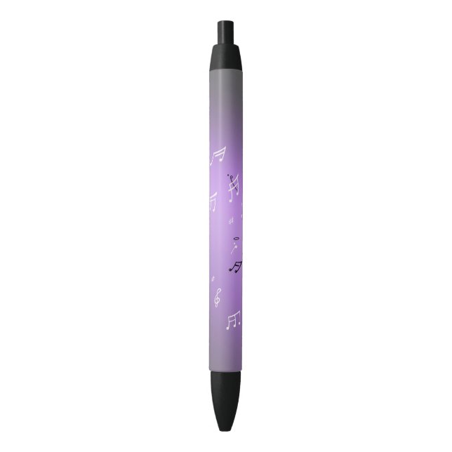 Stylo Noir Notes musicales dans Lilac au clair de lune (devant Vertical)
