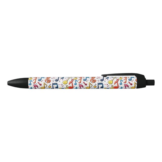 Stylo Noir Notes musicales Kawaii Art Design (Haut)