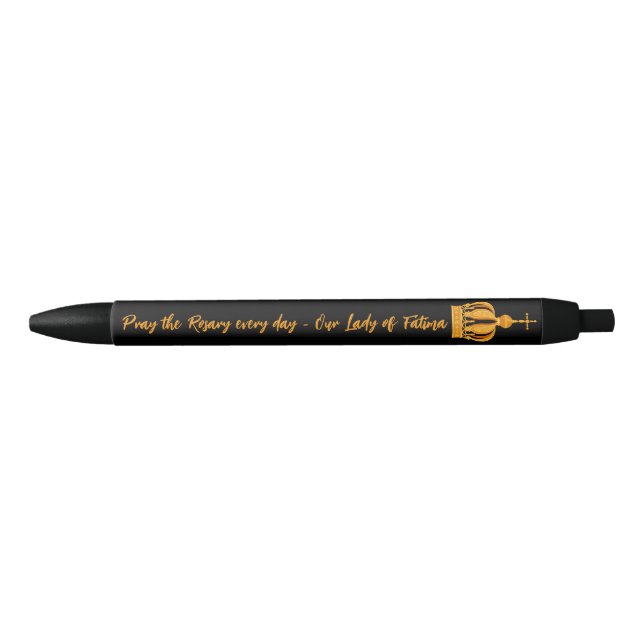 Stylo Noir Notre-Dame de Fatima couronne (Devant)