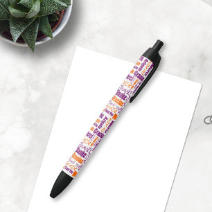 Stylo Noir Nuage pourpre et orange de mot de Merci